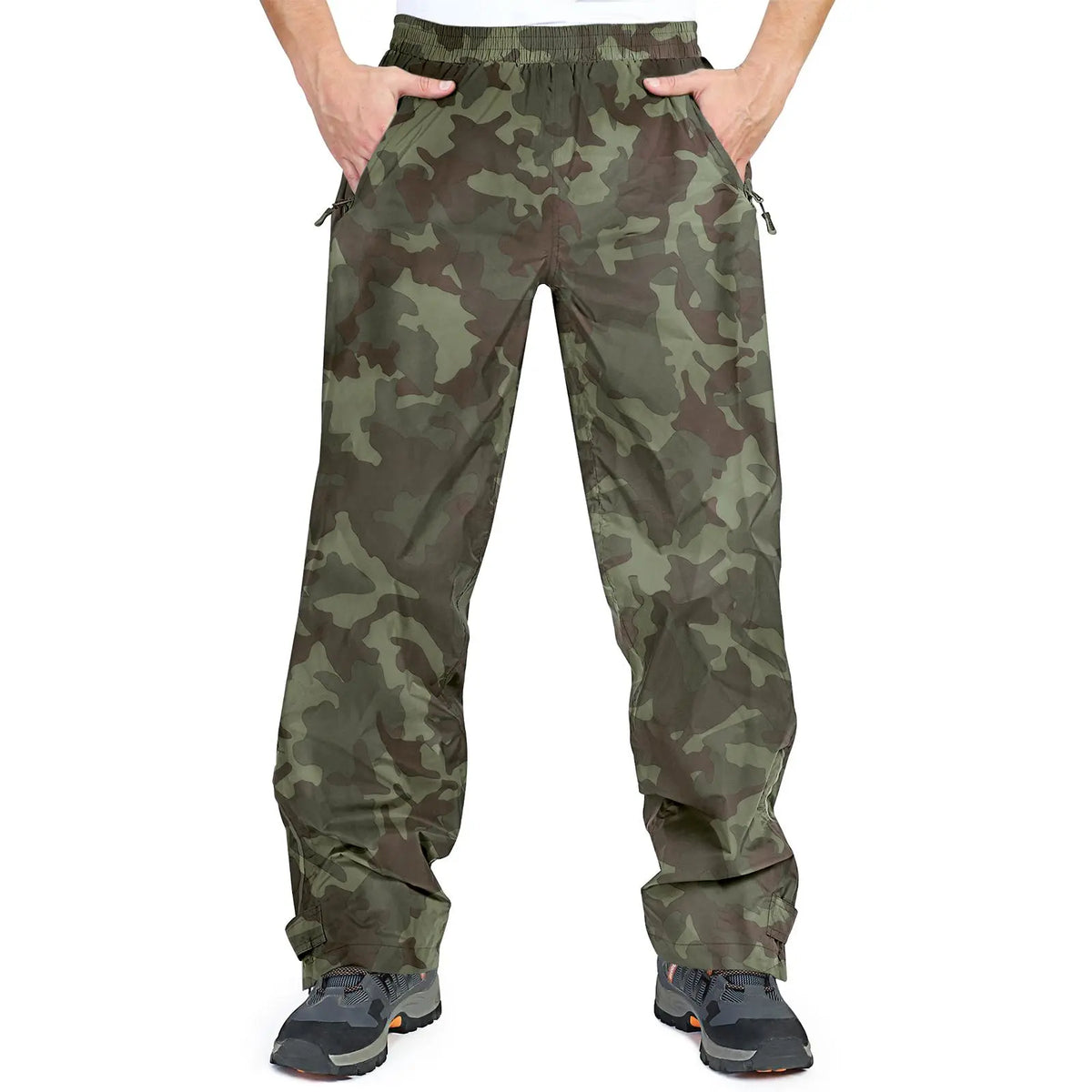 33,000ft Men's Rain Pants, Waterproof Rain Over Pants, Windproof Outdoor Pants for Hiking, Fishing
