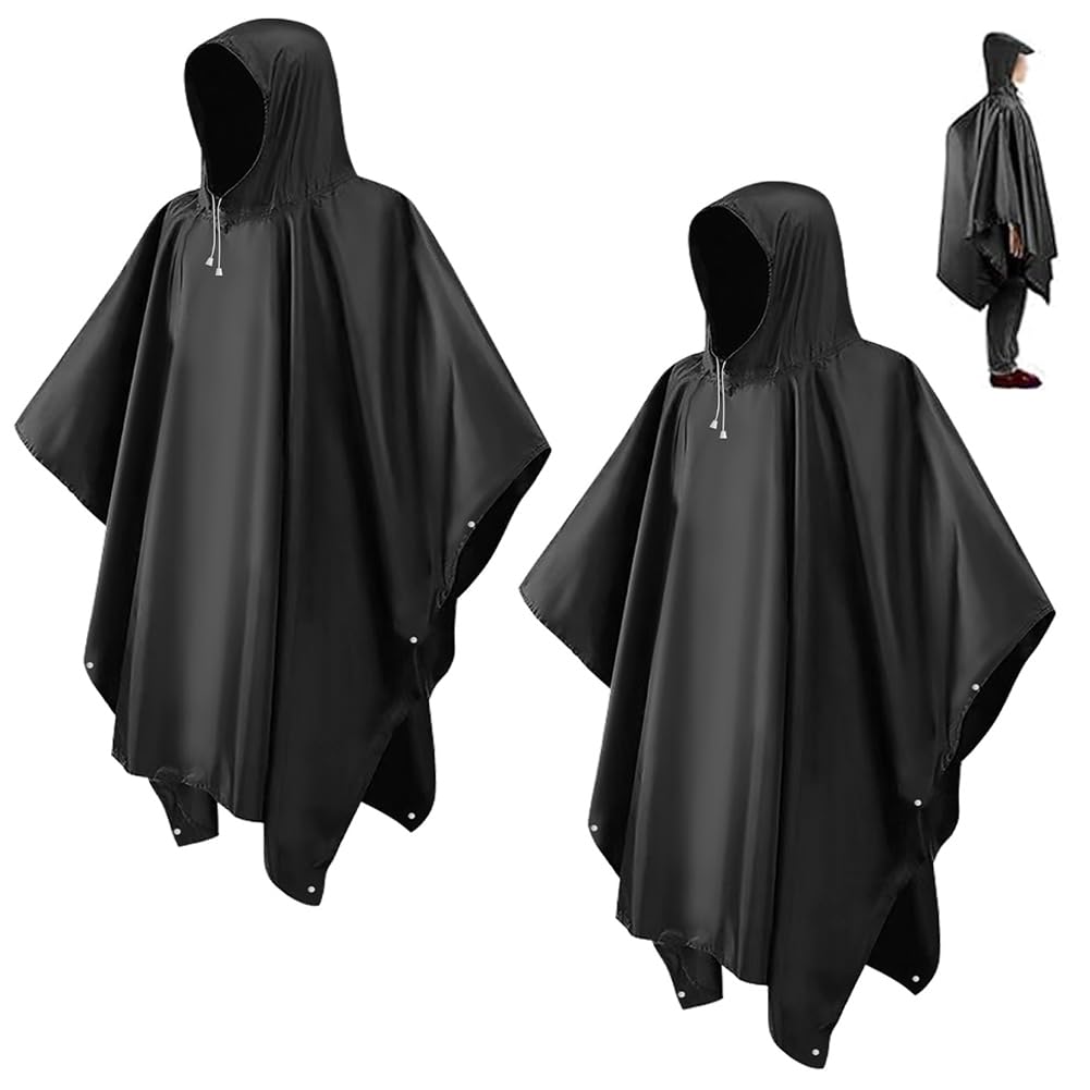CHGANG Rain Ponchos for Adults, Reusable Ponchos for Men Women, Waterproof EVA Lightweight Rain Coat with Drawstring Hood