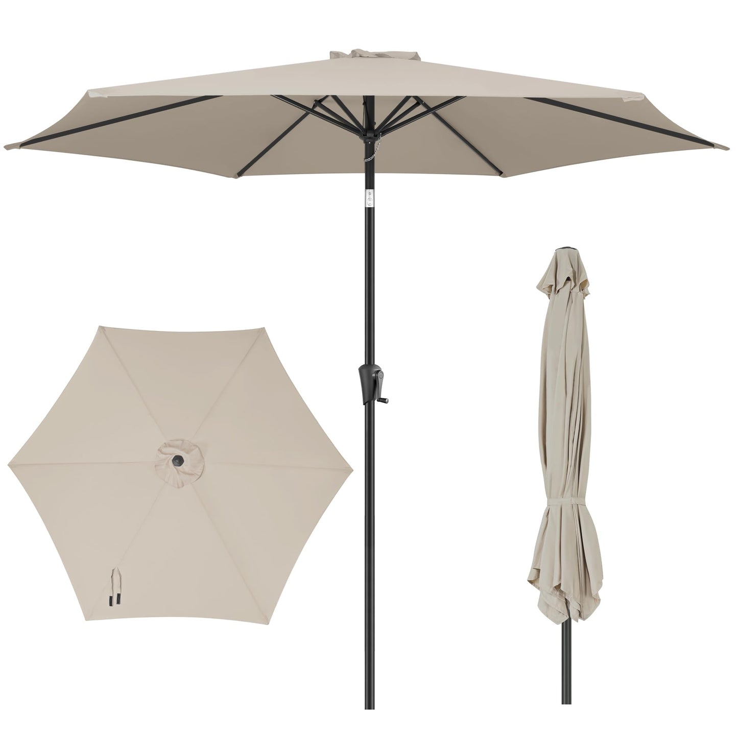 Patio Umbrella Rectangular with Button Tilt, 6.5 x 10ft Ivory | Waterproof UV Protection, Rectangle Porch Deck Umbrella for Pool, Table, Garden, Backyard, Provides Shade