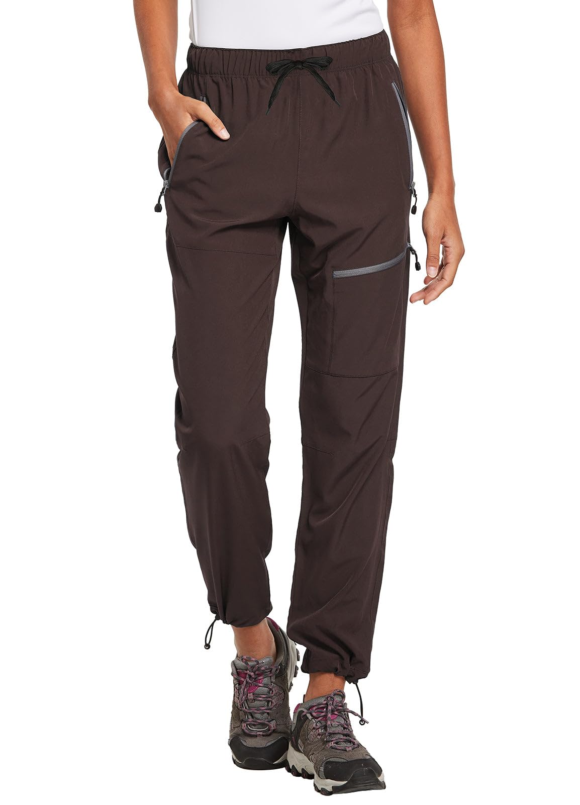 baleaf Women's Hiking Pants Quick Dry Lightweight Water Resistant Elastic Waist Cargo Pants for All Seasons | Petite/Reguar/Tall sizing,Zip Pockets, Water Resistant,breathable Cargo Pants for Travel Camping
