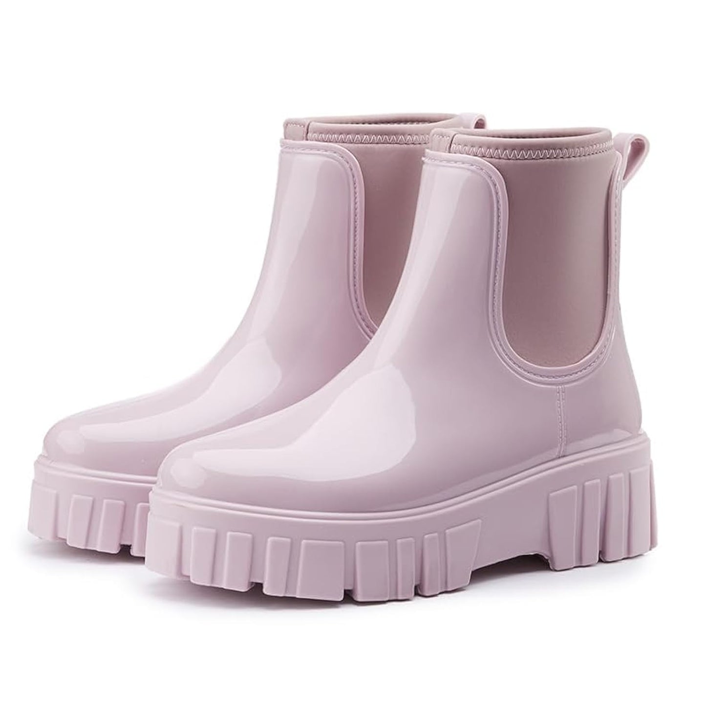 Gets Womens Rain Boots, Waterproof Platform Rubber Chelsea Rainboots, Comfortable Short Shoes Ankle Garden Boots for Outdoor Work