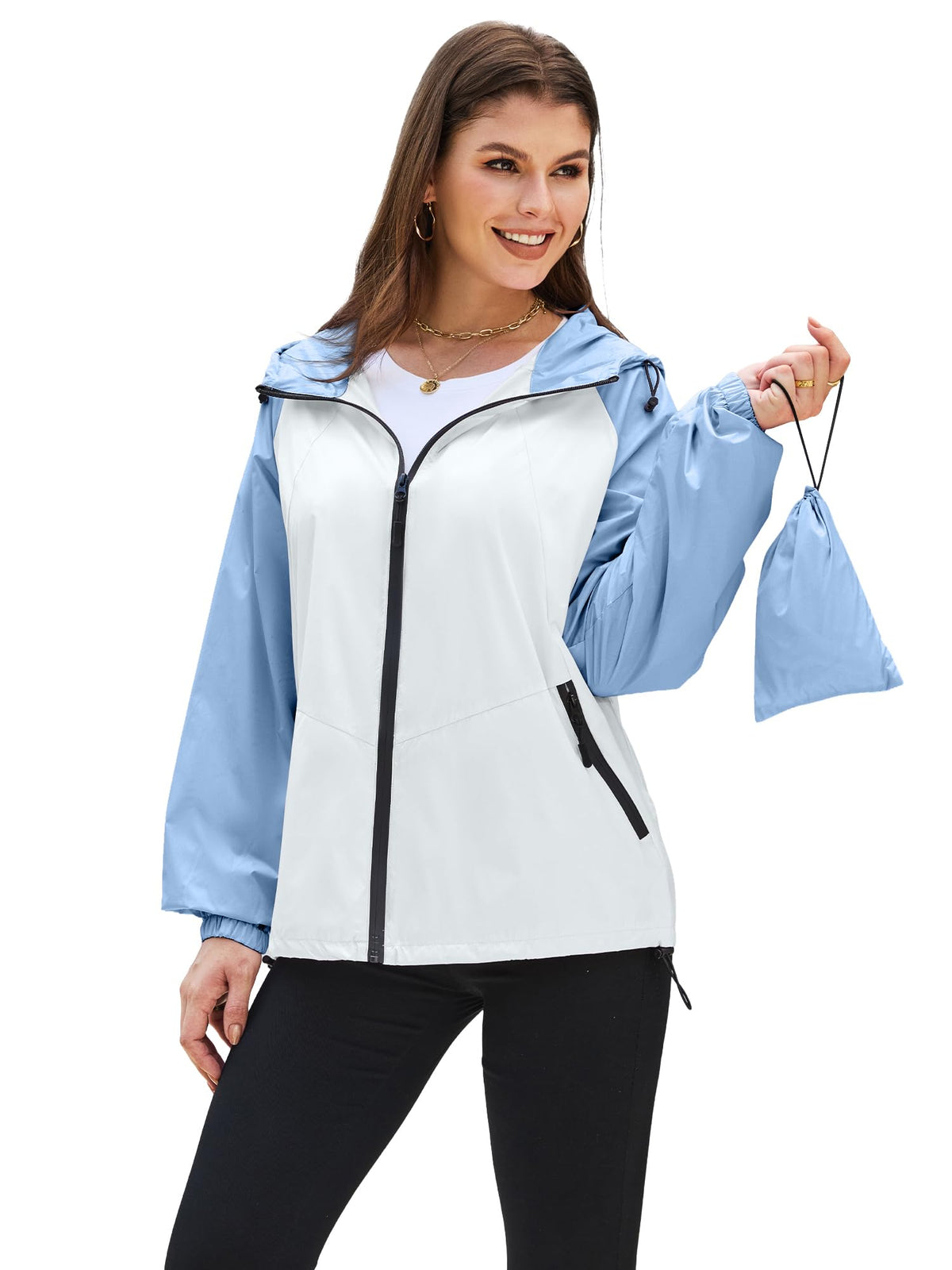 PITINAN Lightweight Rain Jacket Women Packable with Hood Travel XS-3XL | Lightweight, Packable, Folds into Pouch, Ultra Thin, Waterproof Shell Jacket Women,For Hiking/Travel Outdoor