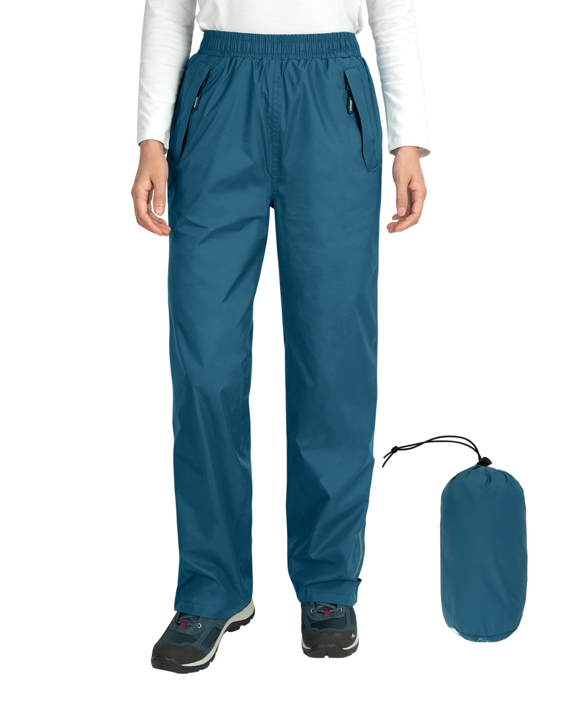 Outdoor Ventures Women's Rain Pants Packable Waterproof Hiking Pants | Windproof Breathable Outdoor Rain Over Pants, Fully Seams Taped, Mesh lining, for Golf, Work,Zipper Pockets
