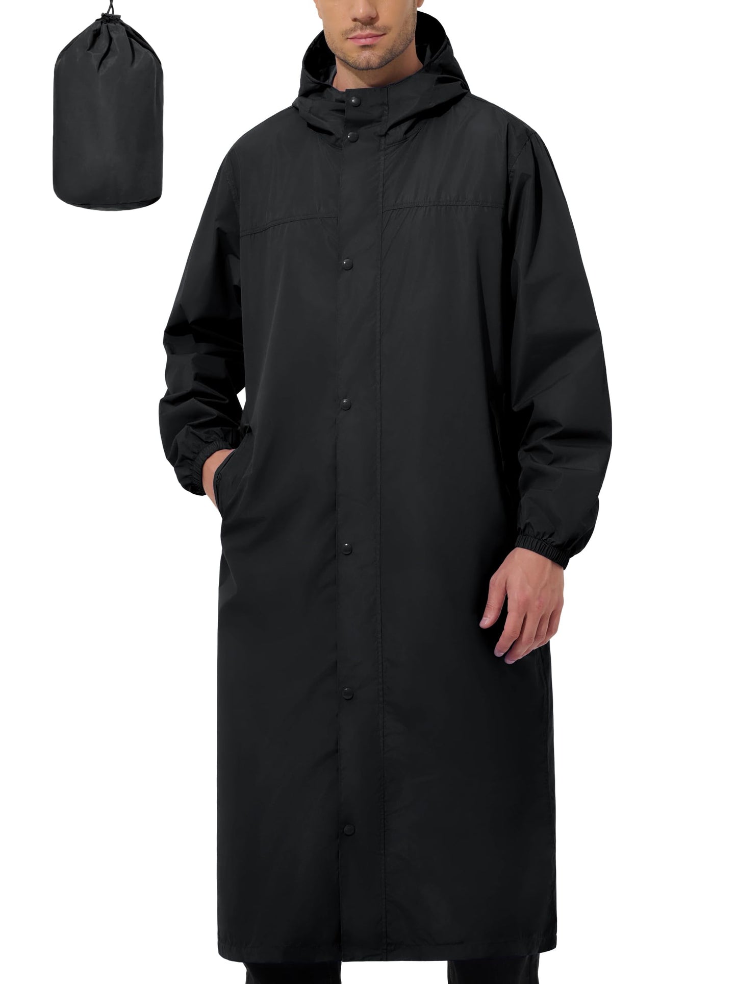 UIQUR Mens Long Rain Jacket Raincoat Waterproof Rain Poncho | Lightweight Packable Windbreaker For Hiking, Cycling, Running, Fishing ,Golf,Rainy-day work
