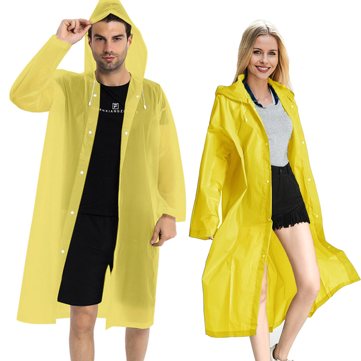 COOY Rain Ponchos for Adults, (2 Pack) EVA Rain Jacket Women Men Rain Coat