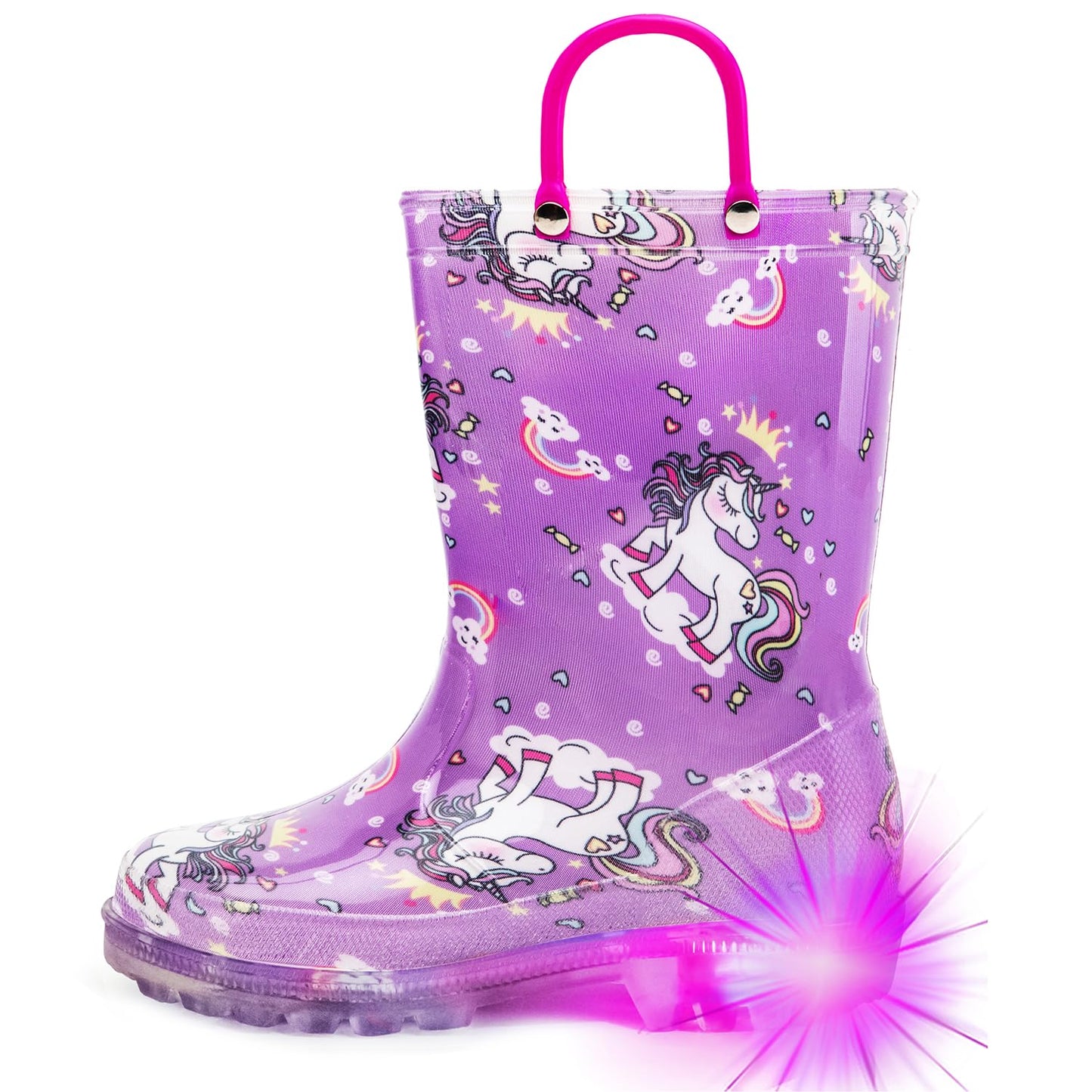 HugRain Light Up Rain Boots for Little Kids