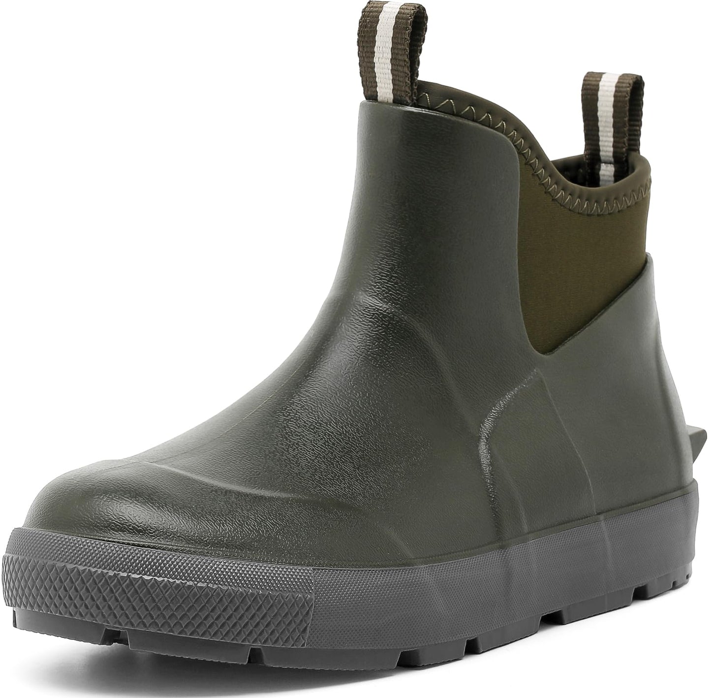 Men's Deck Boots, Waterproof Ankle Rain Boots, Rubber Fishing Boots for Men | Non-Slip Traction, Neoprene Construction, Dual Pull Tabs, Garden Boots for Boating, Sailing, Camping, Farming & Outdoor Work
