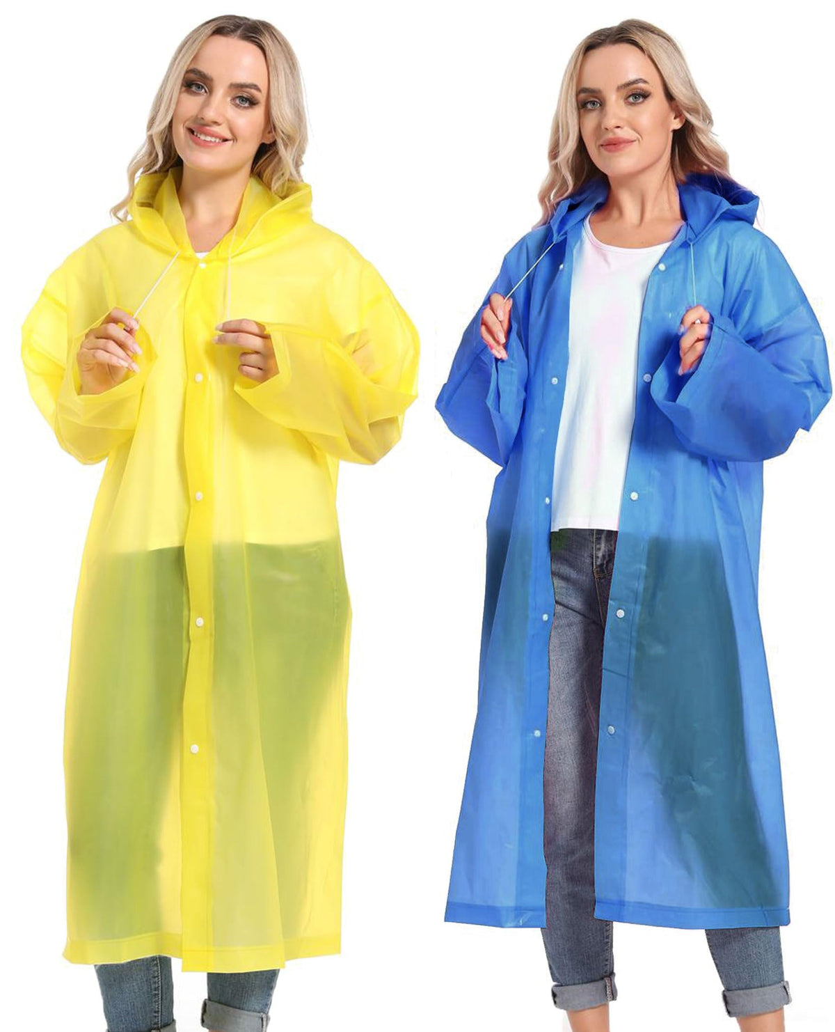 Rain Ponchos for Adults Reusable Raincoats Survival Heavy Duty Military Impermeable 2 Packs Rain Coat…