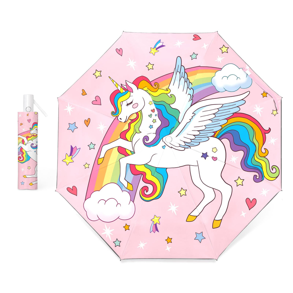 Kids Folding Umbrella Toddler Umbrella with UV Protection Portable Auto Open/Close Anti-rebound Safe Design Windproof, Compact, Lightweight Cute Umbrella for Girls & Boy