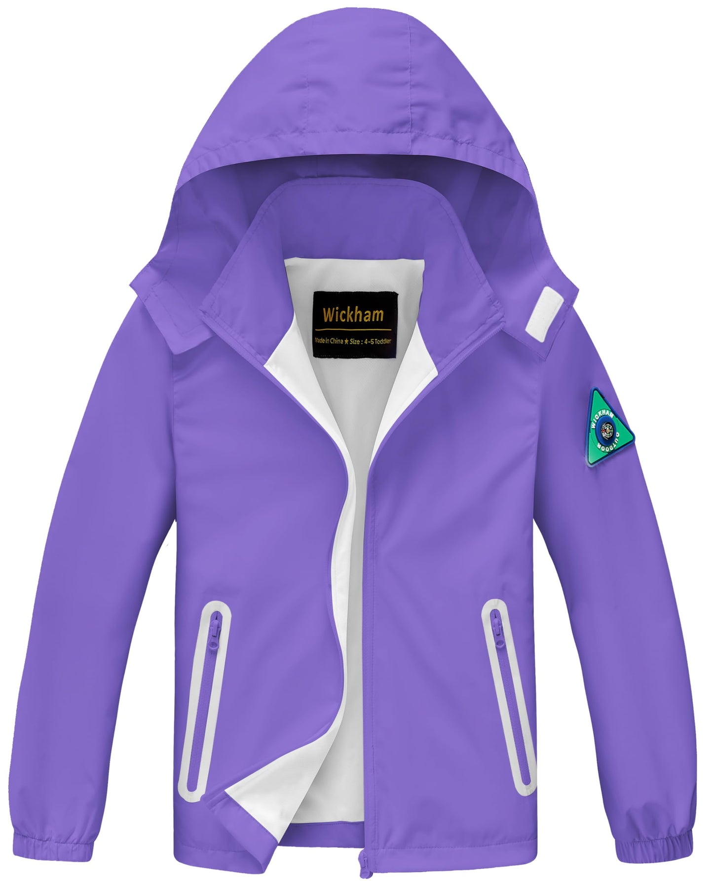 WICKHAM Boys Girls Waterproof Rain Jacket Lightweight Hooded Coat | Breathable Mesh Lining, Easy to Fold Design, Comfortable for School and Outdoor Activities