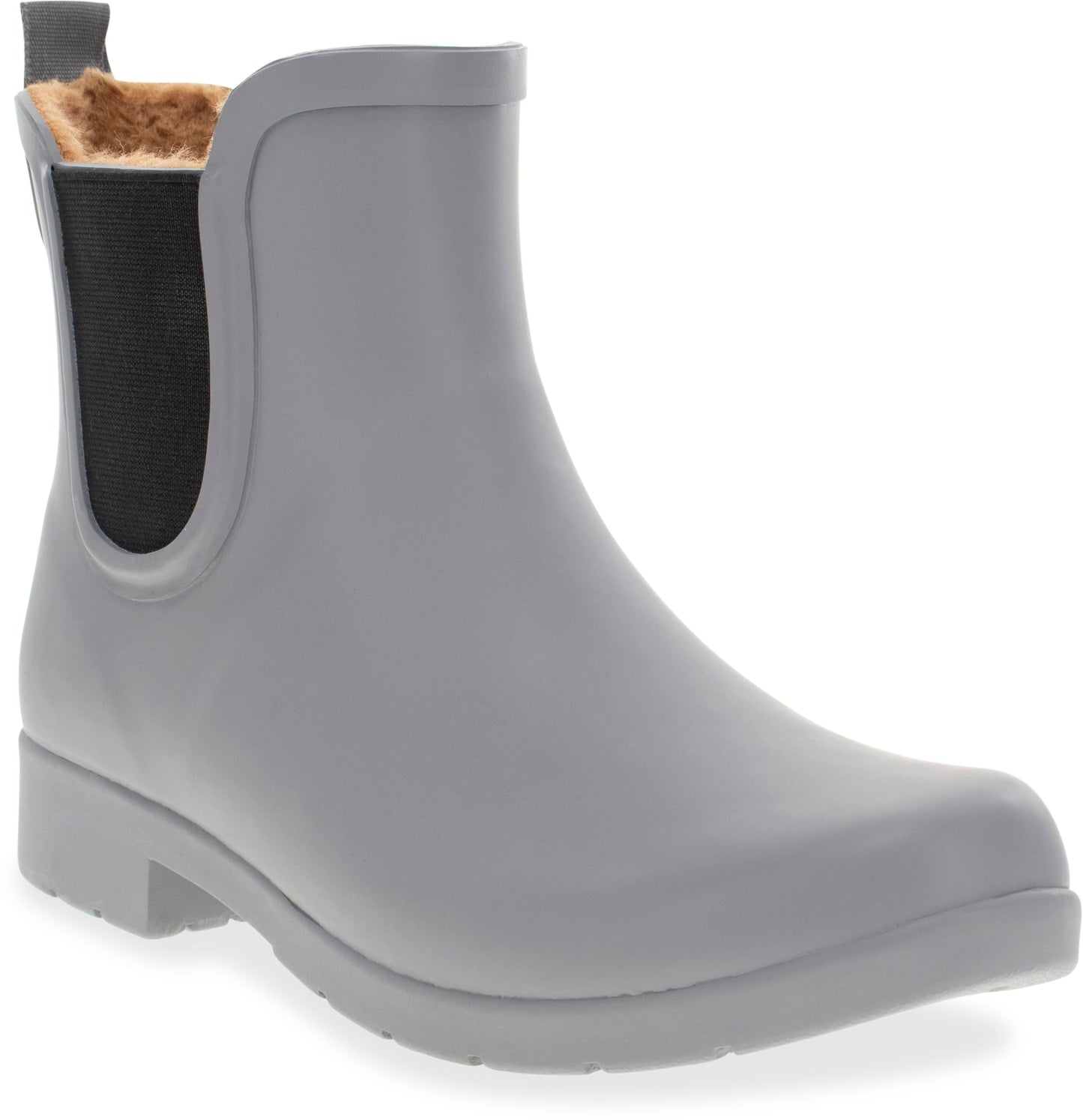 Chooka Women's Delridge Waterproof Faux Fur Chelsea Rain Boot Slip On | Ladies pull-on street style shoes with plush lining, built for puddles, styled for the city