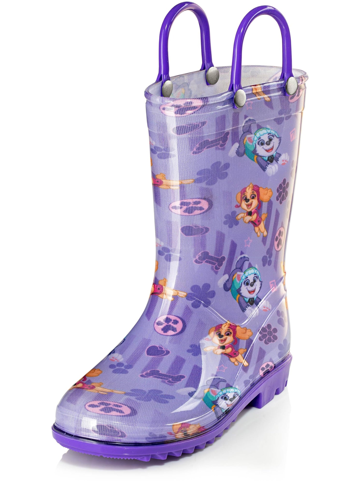 Nickelodeon Paw Patrol Girls' Waterproof PVC Rain Boots with Easy-On Handles – Toddler & Little Kid Sizes