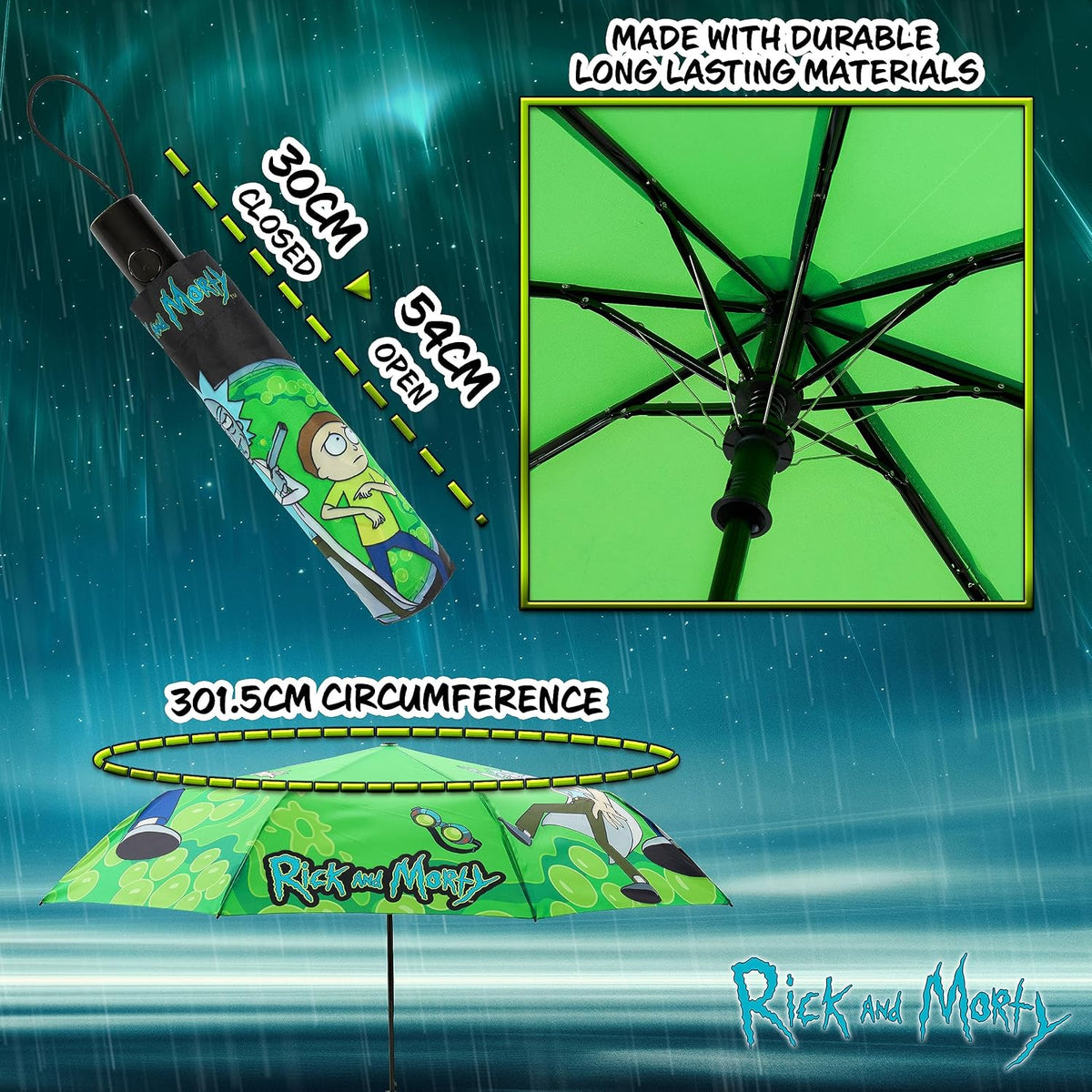 RICK AND MORTY Folding Umbrella for Adults and Teenagers Folding Telescopic Umbrella Lightweight Travel Work