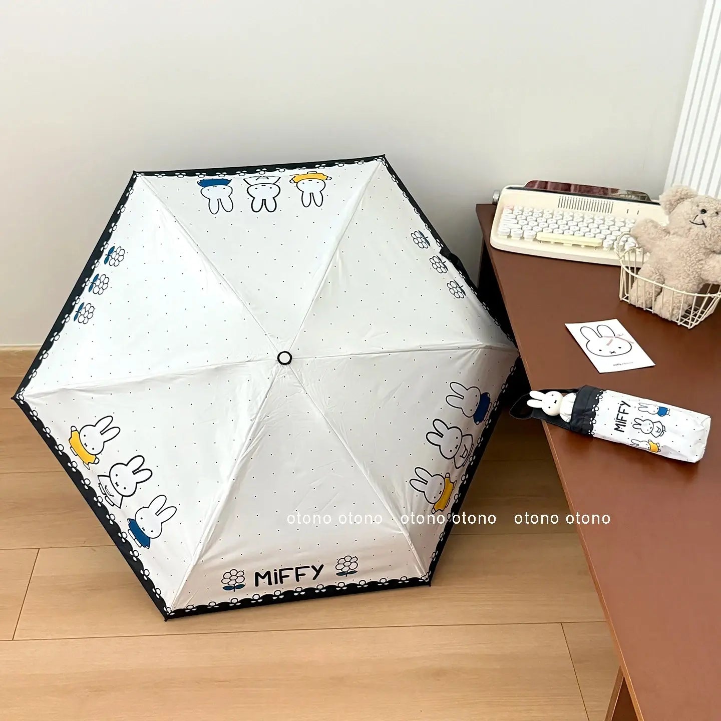 Kawaii Miffy Rabbit Umbrella Cute Cartoon Doll on Ins Portable Sun Protection Umbrella That Can Be Used in All Weather