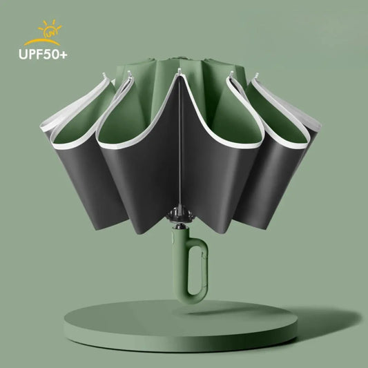 Large Auto Open Close Folding Umbrella with Loop Handle, Waterproof Portable Rain Umbrella for Car, Outdoor & Travel