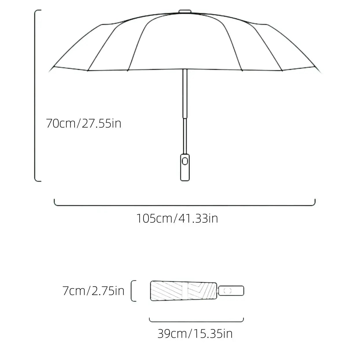 Large Auto Open Close Folding Umbrella with Loop Handle, Waterproof Portable Rain Umbrella for Car, Outdoor & Travel