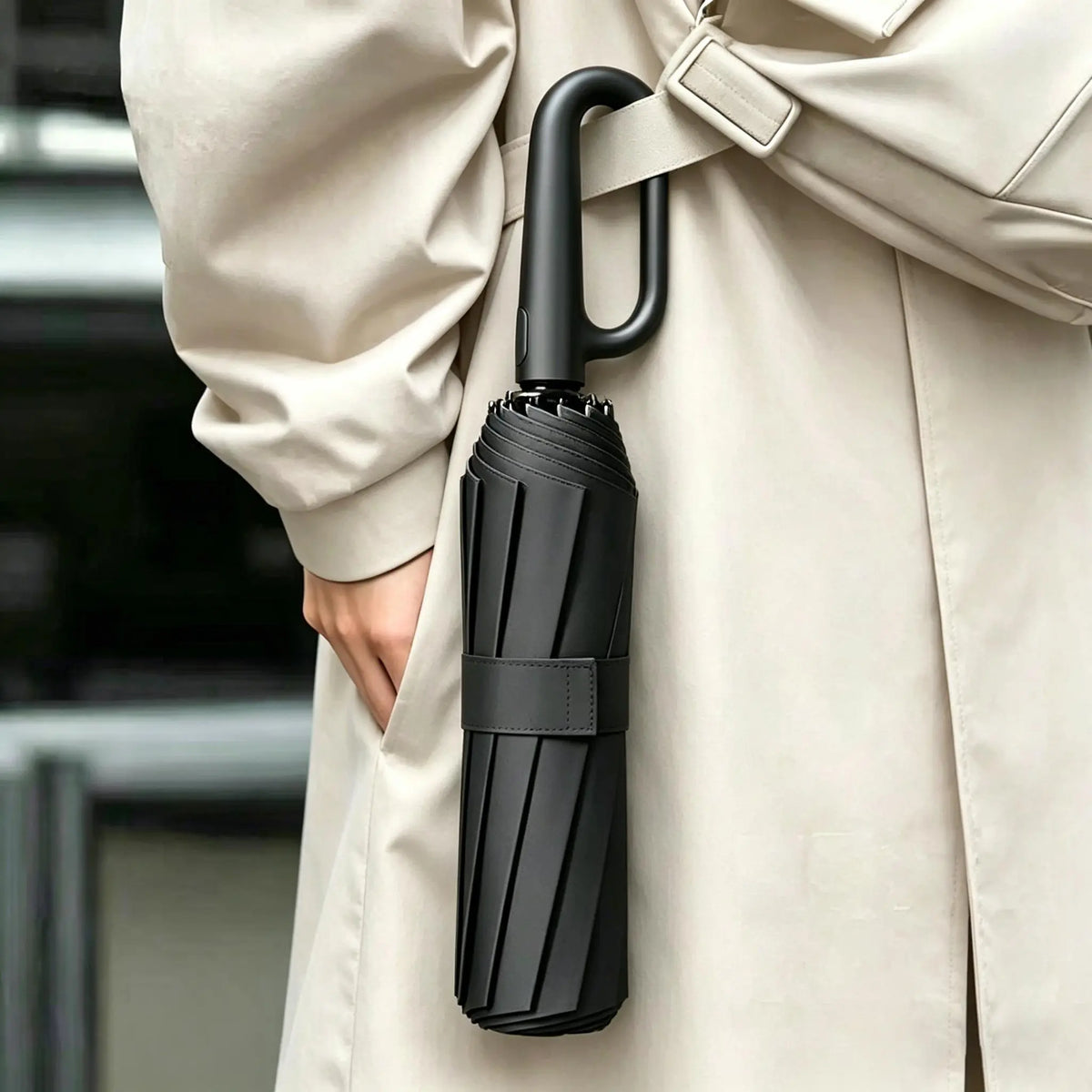 Compact Travel Umbrella with Automatic Open Close, Windproof 10-Rib Fiberglass Frame, UPF 50+ UV Sun & Rain Protection, Folding, 11.5 Inches Long, Business, 42-Inch Wide, Umbrellas For Rain, Fully Automatic Umbrella