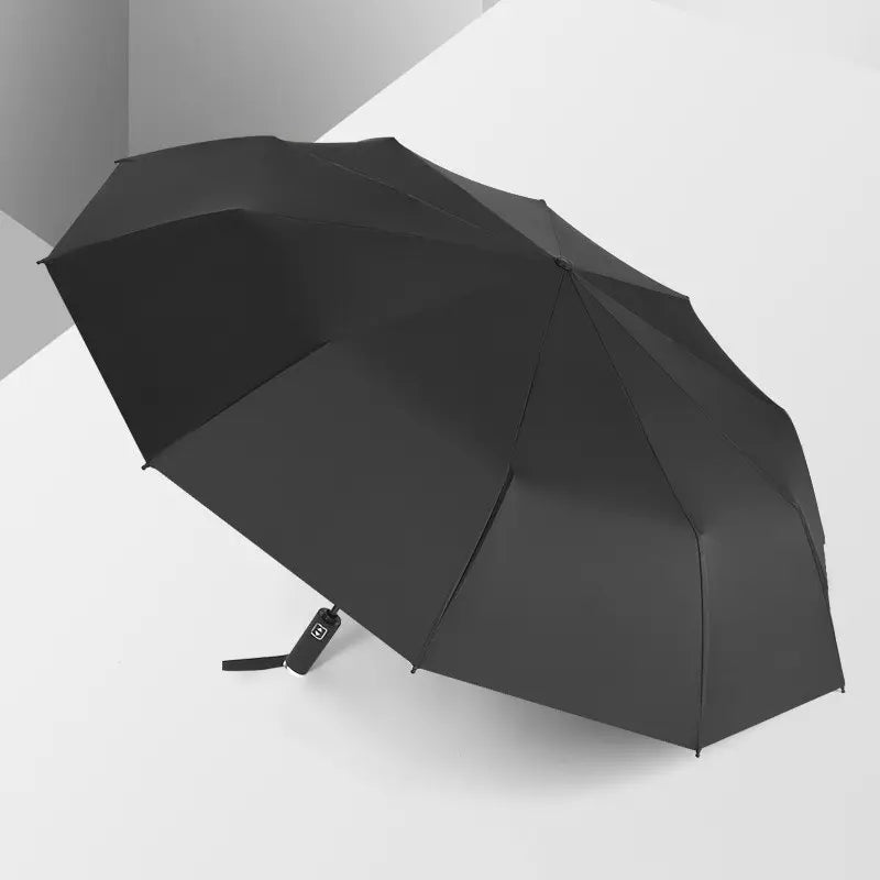 10 Ribs Fully Automatic Vinyl Umbrella, Trendy Business Foldable Parasol, UV Protection for Men & Women, Durable Design, 1pc