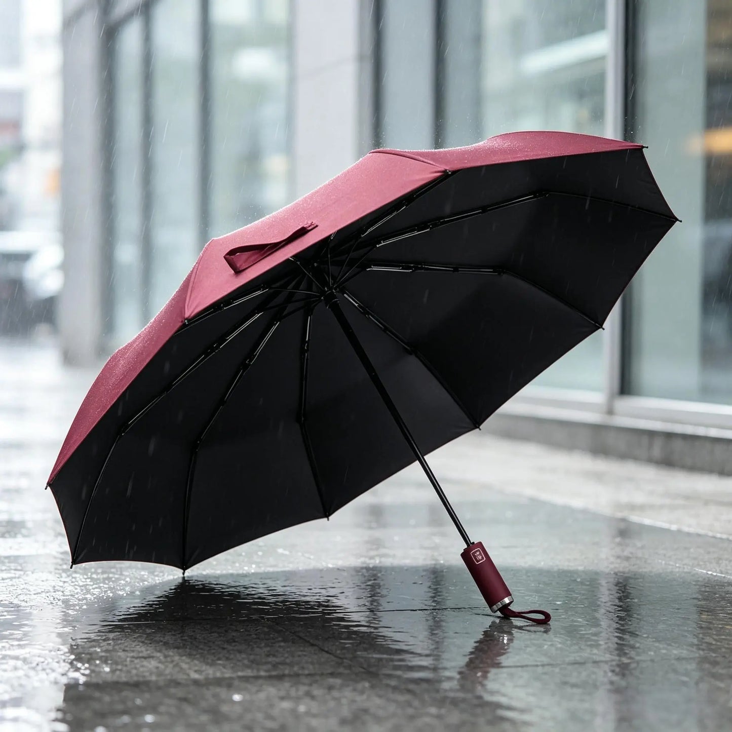 10 Ribs Fully Automatic Vinyl Umbrella, Trendy Business Foldable Parasol, UV Protection for Men & Women, Durable Design, 1pc