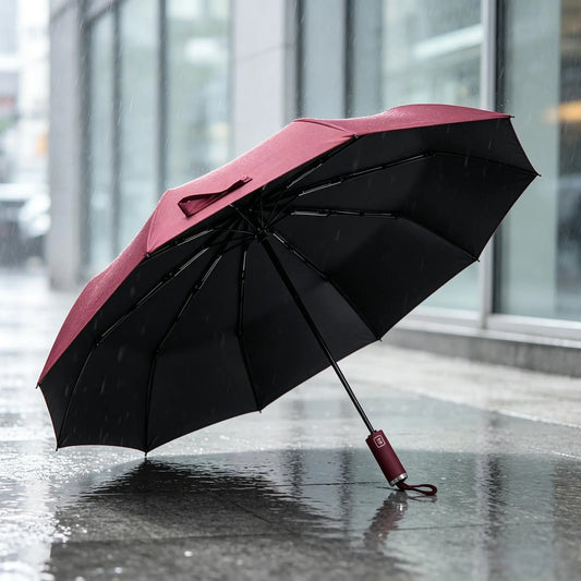 10 Ribs Fully Automatic Vinyl Umbrella, Trendy Business Foldable Parasol, UV Protection for Men & Women, Durable Design, 1pc