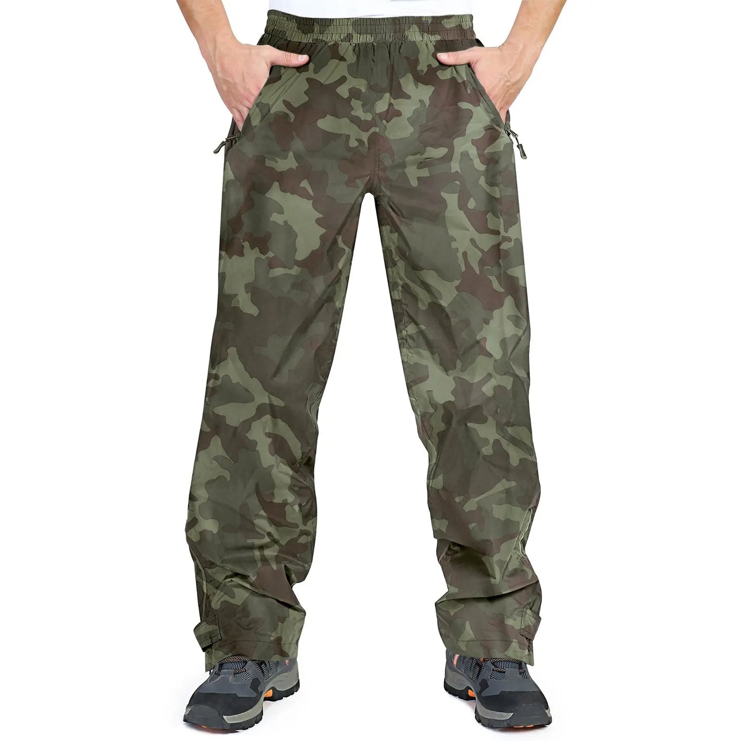 33,000ft Men's Rain Pants, Waterproof Rain Over Pants, Windproof Outdoor Pants for Hiking, Fishing