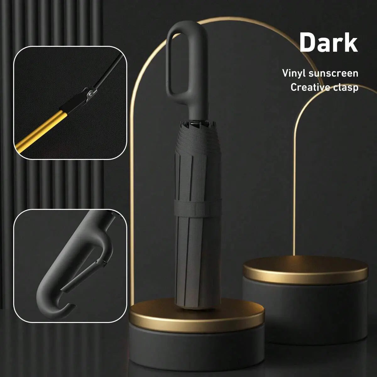 Green Foldable Rainproof Automatic Umbrella, 1 Count Compact Ring Buckle Windproof Reinforced Umbrella, Durable Innovative Sun-protection Folding Umbrella for Women, Pocket Umbrella, Wind Resistant Umbrella, UV Umbrella, Suitable for Rainy Days Outdoor