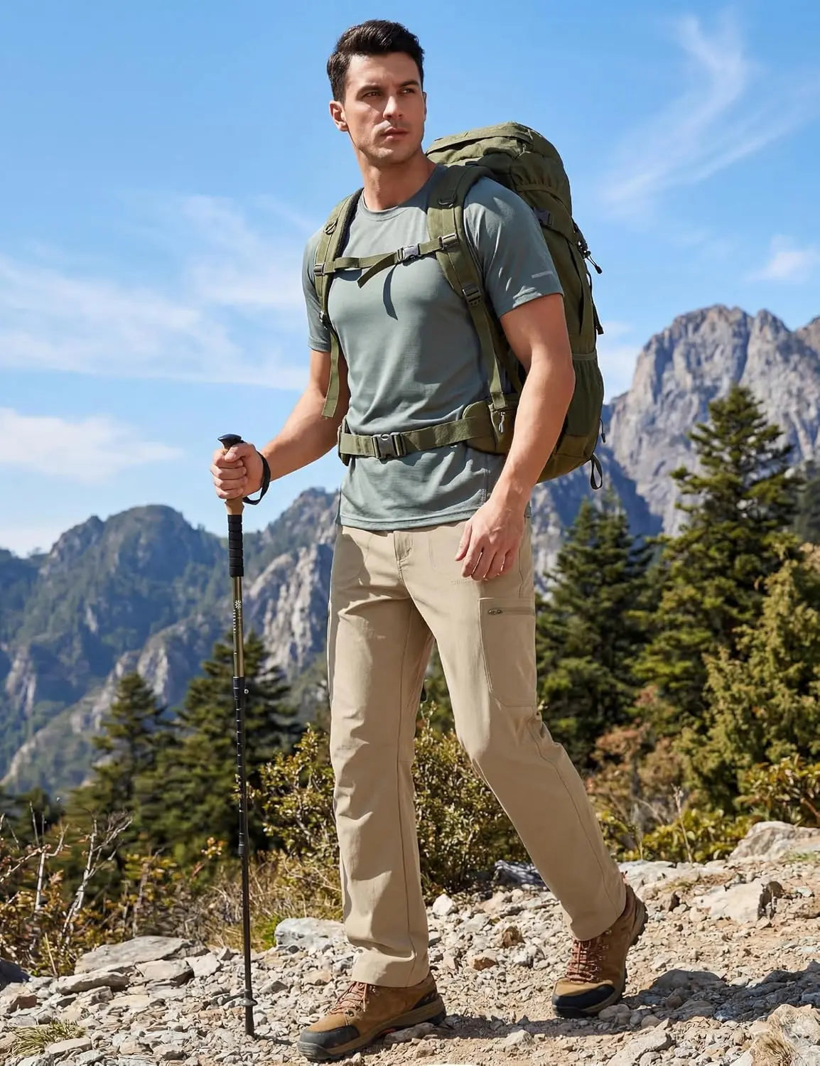 Men's Hiking Pants - Quick Dry, Lightweight, Waterproof, Breathable Plain Menswear Bottoms with Zipper, Pockets & Durable Fabric for Summer Outdoor Fishing Travel