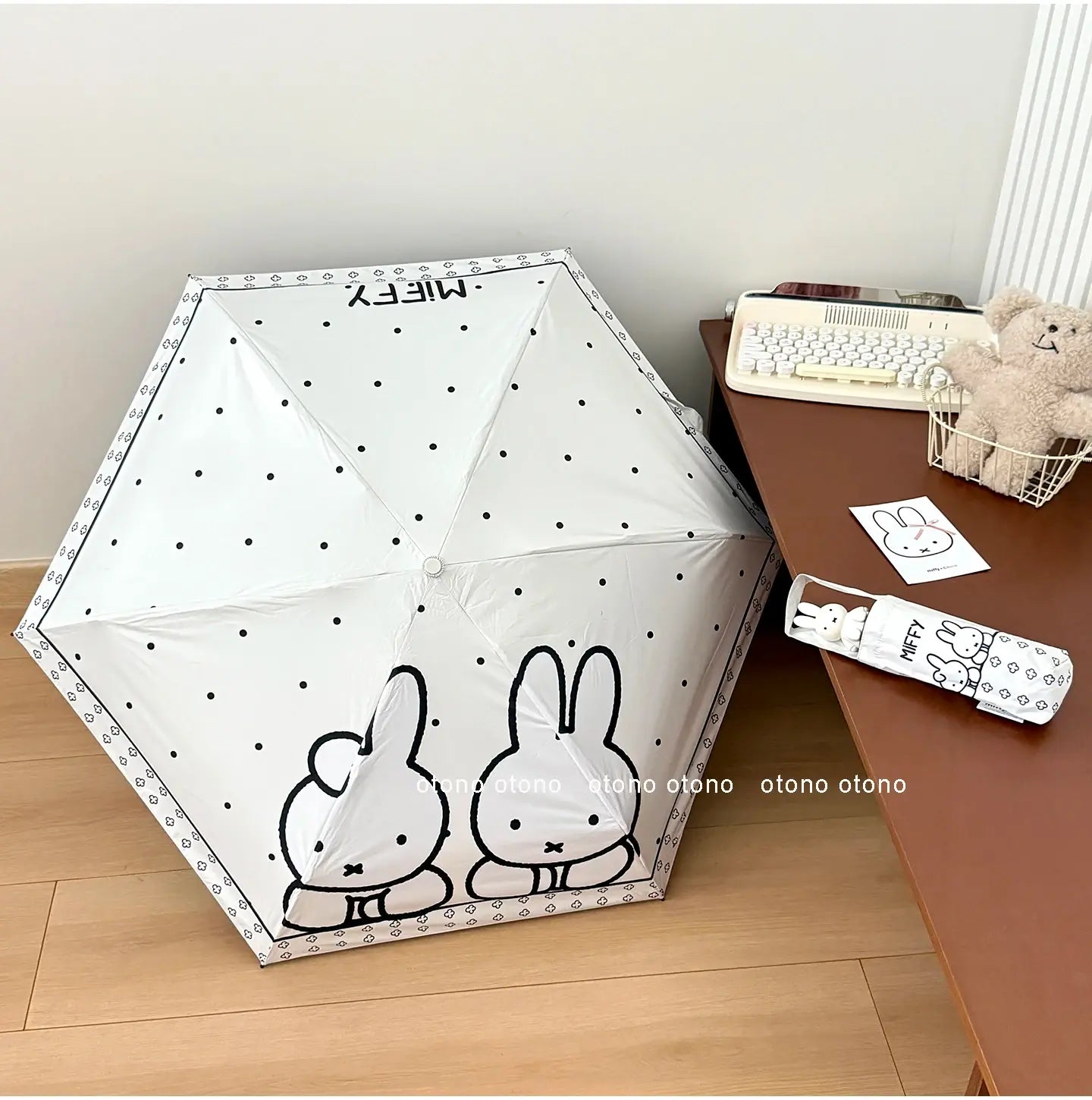 Kawaii Miffy Rabbit Umbrella Cute Cartoon Doll on Ins Portable Sun Protection Umbrella That Can Be Used in All Weather