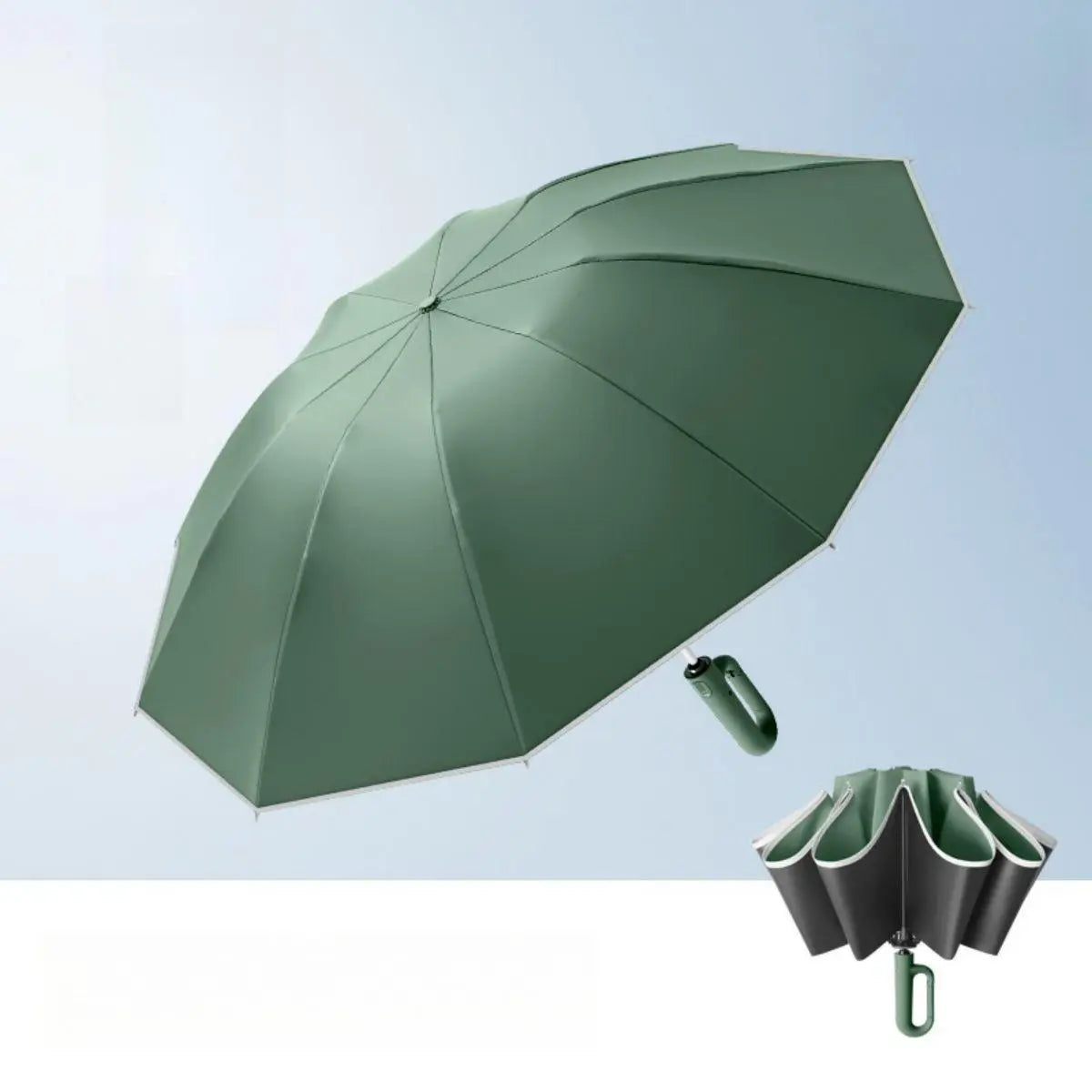 Large Auto Open Close Folding Umbrella with Loop Handle, Waterproof Portable Rain Umbrella for Car, Outdoor & Travel