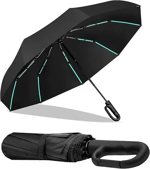 Automatic Folding Umbrella 1 Count 60pcs Portable Rain Umbrella with Loop Buckle Windproof Waterproof for Men Women