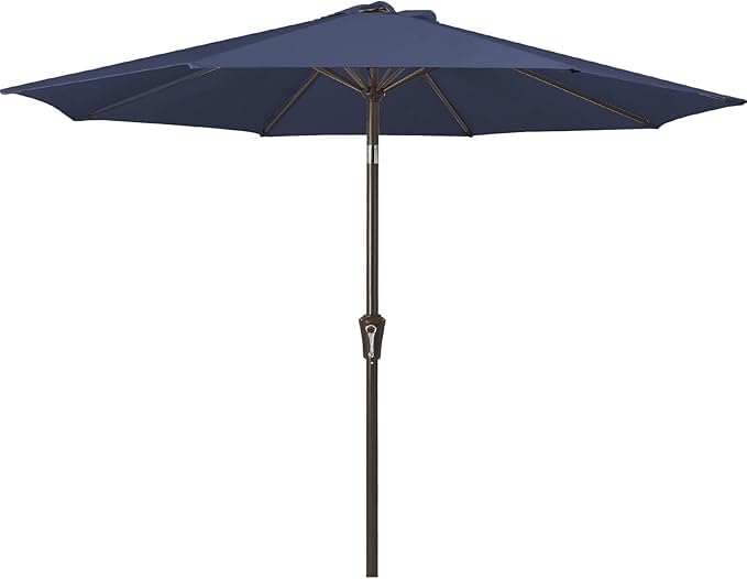 JEAREY 9FT Outdoor Patio Umbrella, Market Umbrella, Dark Blue | Outdoor Table Umbrellas with 8 Sturdy, Tilt & Crank UV Protection Waterproof for Garden, Deck, Backyard, Pool