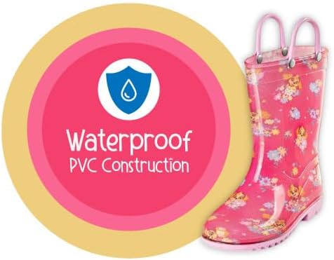 Nickelodeon Paw Patrol Girls' Waterproof PVC Rain Boots with Easy-On Handles – Toddler & Little Kid Sizes
