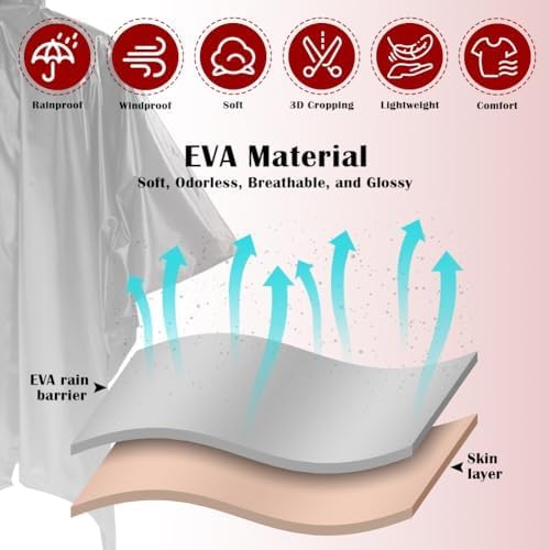 CHGANG Rain Ponchos for Adults, Reusable Ponchos for Men Women, Waterproof EVA Lightweight Rain Coat with Drawstring Hood