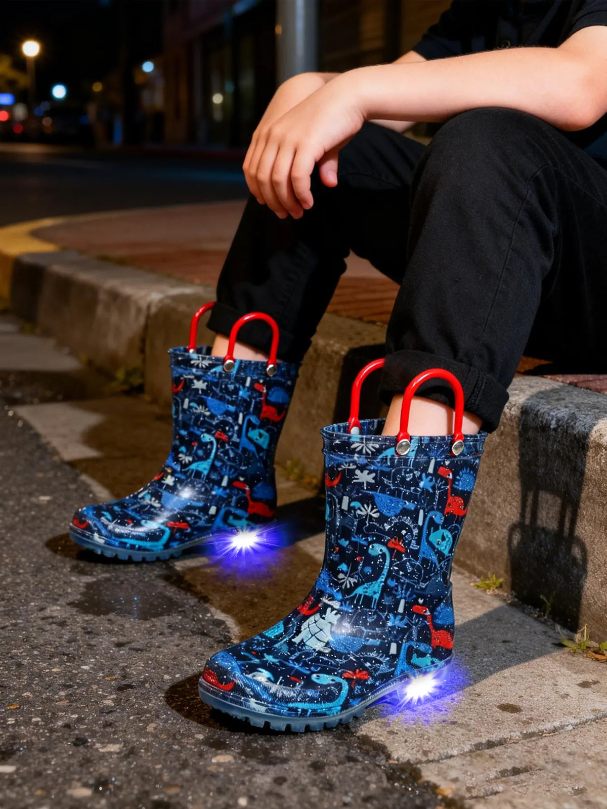 Light Up Dinosaur Rain Boots – Perfect for Rainy Days