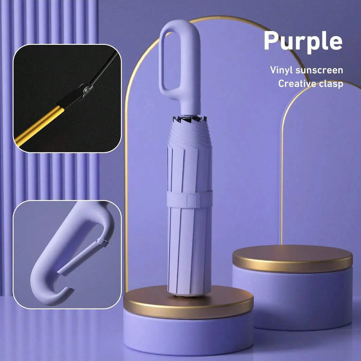 Automatic Folding Umbrella 1 Count 60pcs Portable Rain Umbrella with Loop Buckle Windproof Waterproof for Men Women