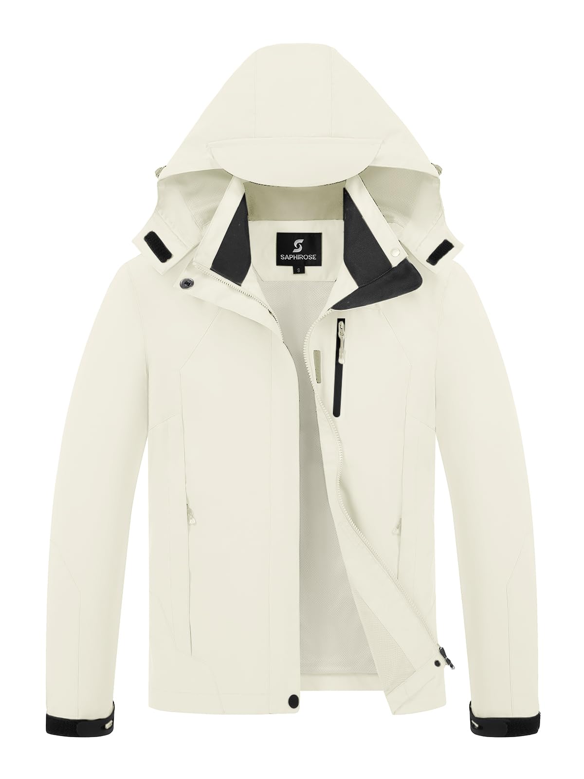 Womens Waterproof Rain jacket Lightweight Raincoat with Removable Hood | rain coat, windbreaker, breathable, 4 zip pockets, velcro cuffs, 2-way storm flap, mesh lining, active outdoor, camping