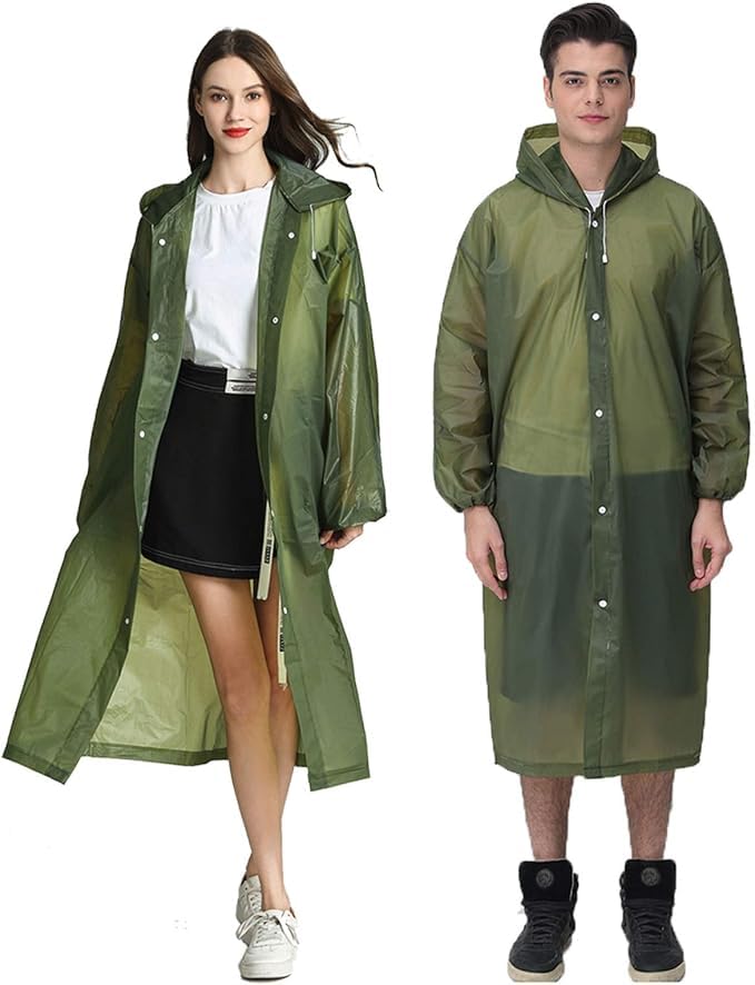 HLKZONE Raincoat, 2 Pack Rain Ponchos for Adults Travel Rain Jacket Packable Rain Coats for Women with Drawstring Hood