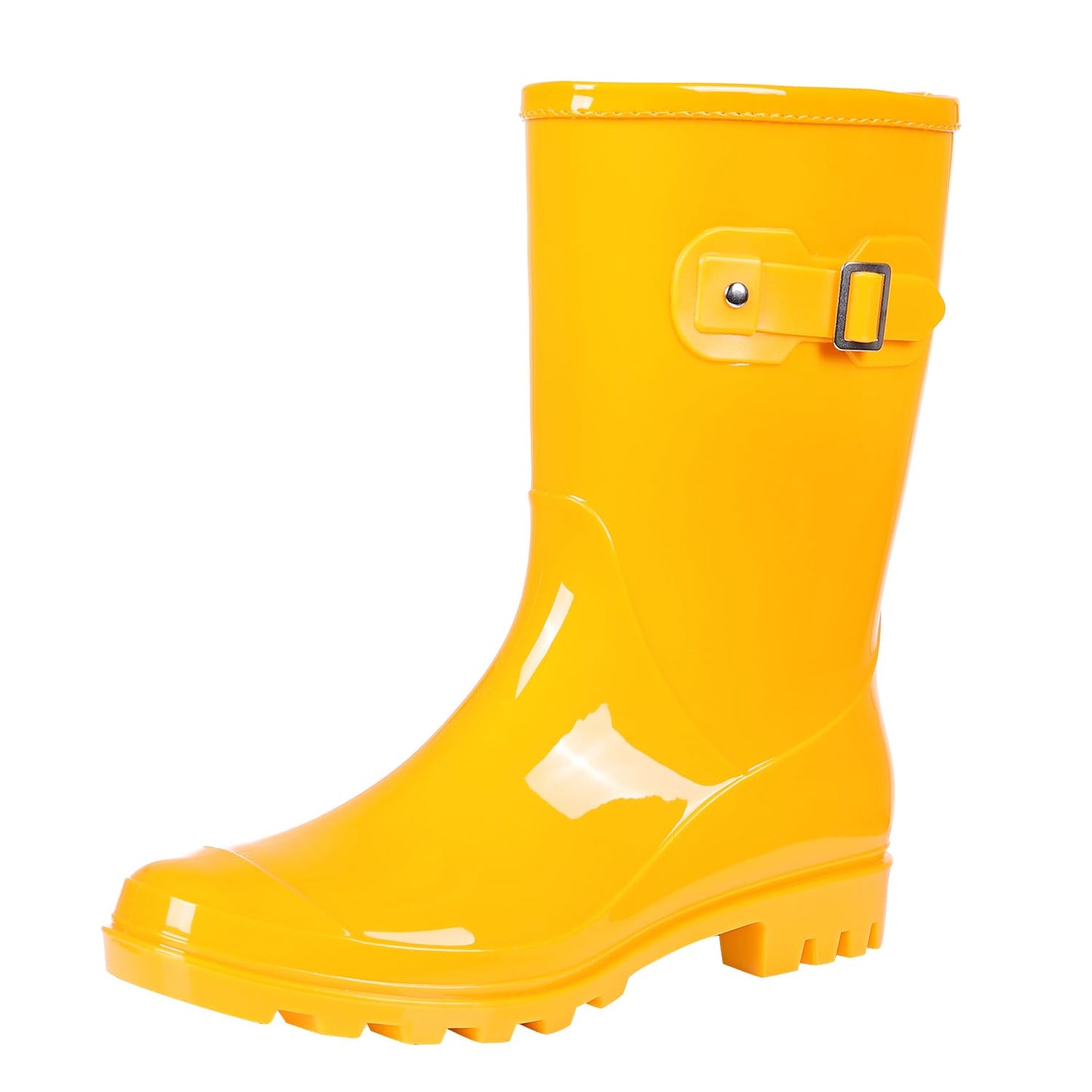 Evshine Women's Mid Calf Rain Boots Waterproof Garden Wellies with Buckle | Lightweight, Non-Slip, Ideal for Gardening, Farm Work, Rainy Days, Comfort Fit