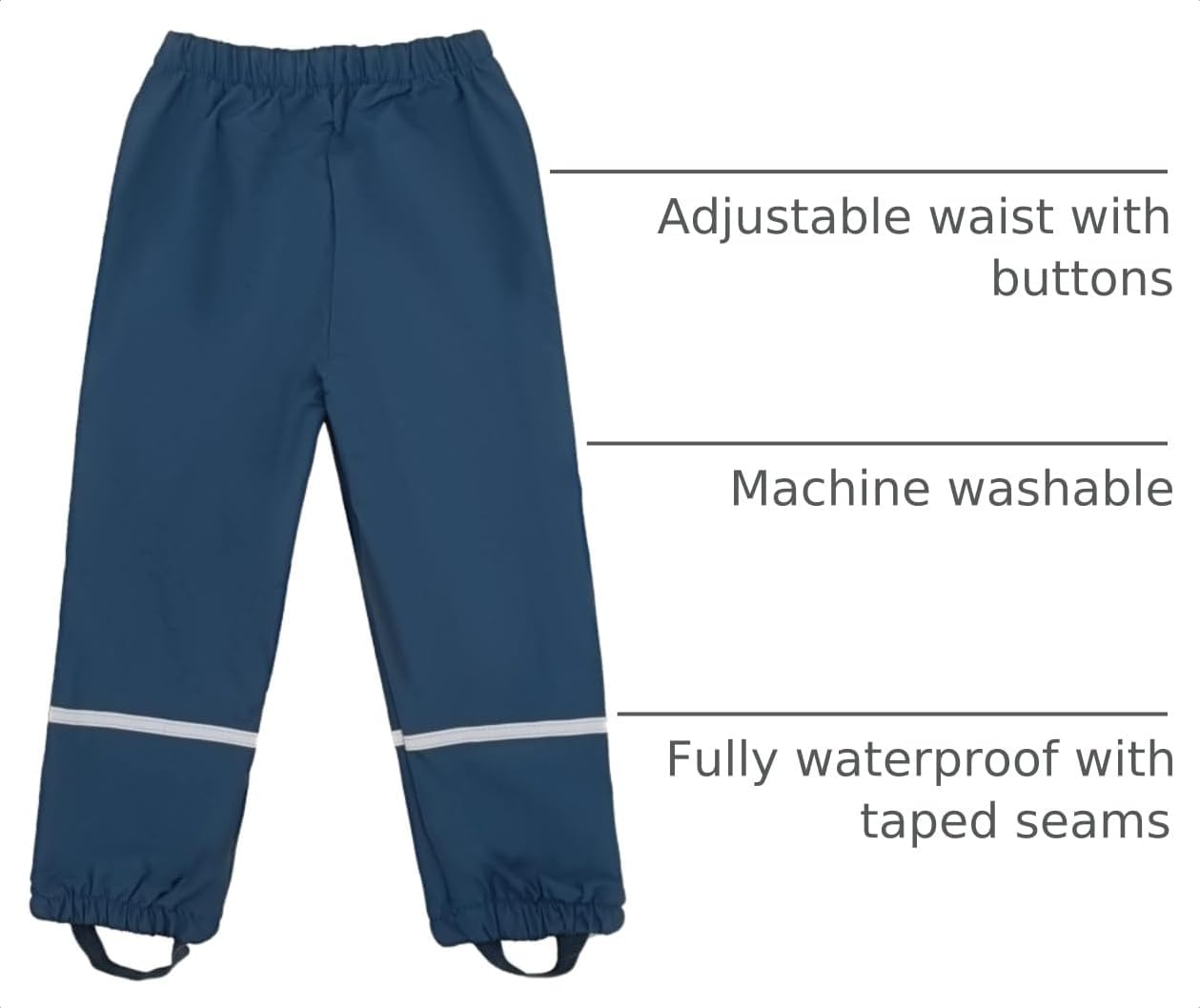 Unisex Kids Rain Pants,Toddler Waterproof and Windproof Rain Trousers Over Pants,Mud Dirty Proof for Girls Boys 98-134