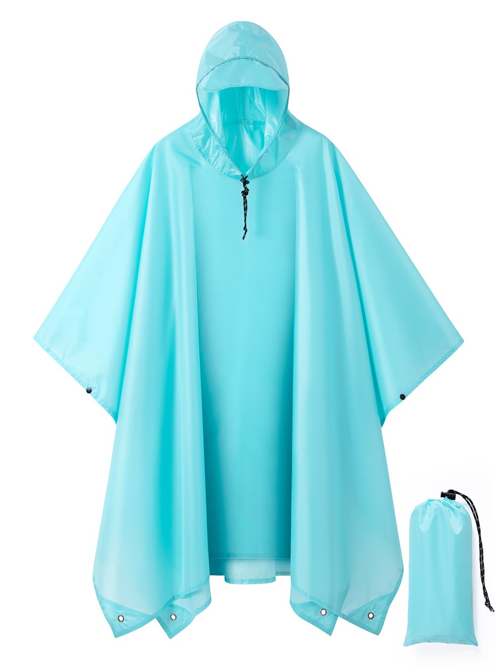 Hooded Rain Poncho for Adult, Waterproof Raincoat for Hiking Camping