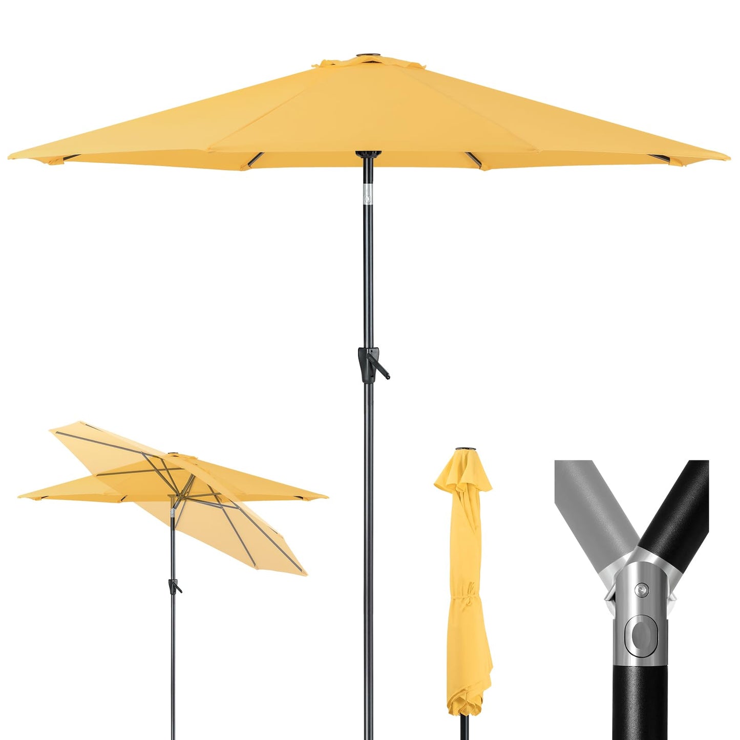 Tempera Heavy Duty High Wind Beach Umbrella with Sand Anchor & Carry Bag | Patio Outdoor Umbrella with Aluminum Frame and Push Button Tilt, Ideal for Garden Lawn, UPF 60+