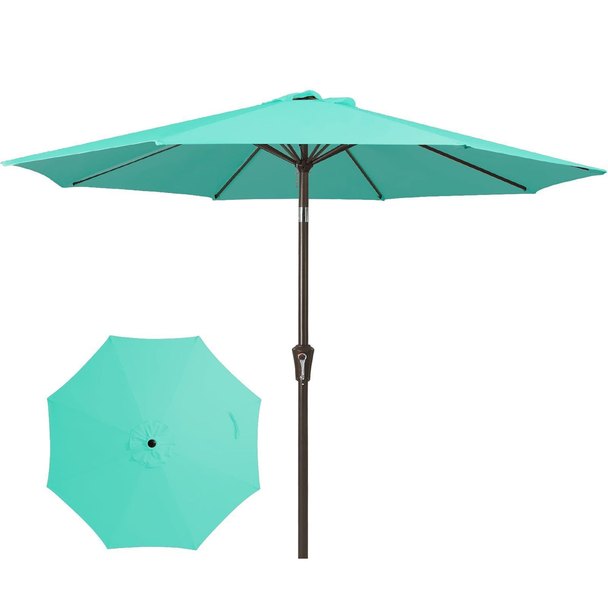 JEAREY 9FT Outdoor Patio Umbrella, Market Umbrella, Dark Blue | Outdoor Table Umbrellas with 8 Sturdy, Tilt & Crank UV Protection Waterproof for Garden, Deck, Backyard, Pool
