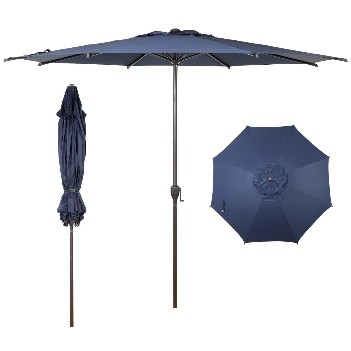 Abba Patio 9FT Lyon Outdoor Patio Umbrella Outdoor Table Umbrella with Push Button Tilt and Crank Market Umbrella 8 Sturdy Ribs UV Protection Waterproof for Garden Deck Backyard Pool, Black & Ivory