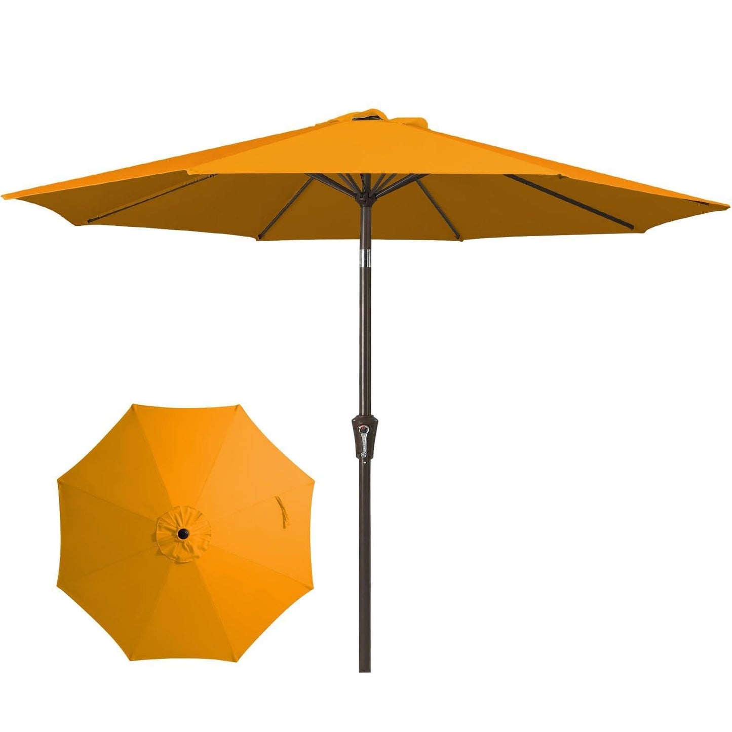 JEAREY 9FT Outdoor Patio Umbrella, Market Umbrella, Dark Blue | Outdoor Table Umbrellas with 8 Sturdy, Tilt & Crank UV Protection Waterproof for Garden, Deck, Backyard, Pool