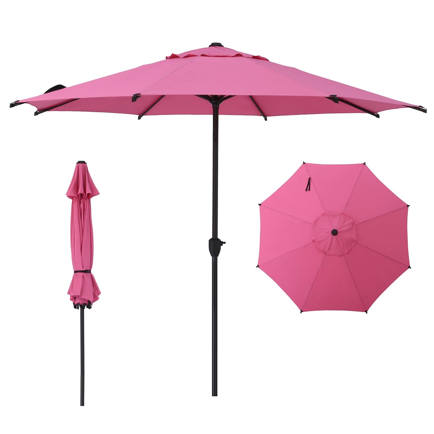 Abba Patio 9FT Lyon Outdoor Patio Umbrella Outdoor Table Umbrella with Push Button Tilt and Crank Market Umbrella 8 Sturdy Ribs UV Protection Waterproof for Garden Deck Backyard Pool, Black & Ivory