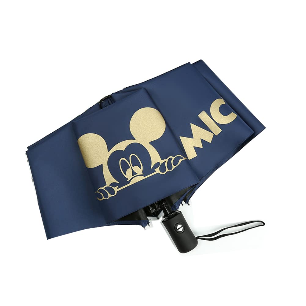 Finex Mickey Travel Compact Auto Folding Golf Umbrella with Auto Open Close One Button Handle & Wrist Strap