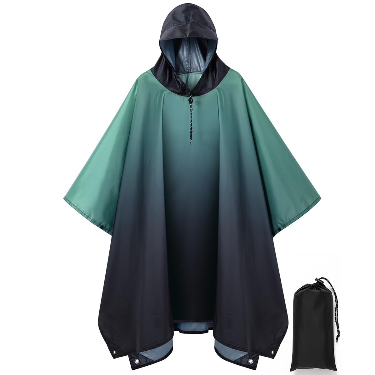 Hooded Rain Poncho for Adult, Waterproof Raincoat for Hiking Camping