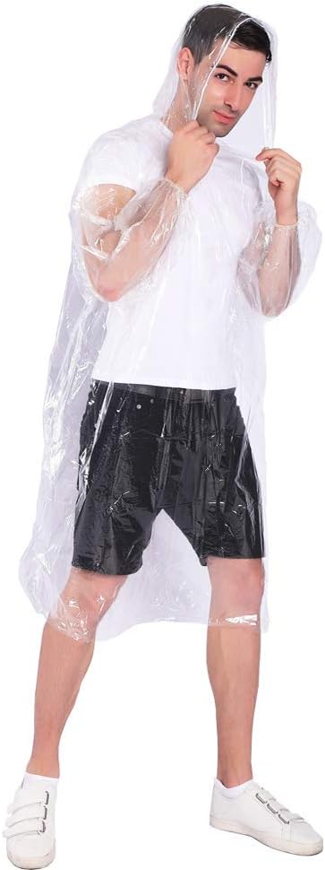 COOY Disposable Rain Ponchos for Adults (10 Pack), Family Pack for Travel | Better Value Per Poncho, Full Sleeve Design with Elastic Cuffs, Disney Trips, Outdoor Events, Easy Carry Travel Essential
