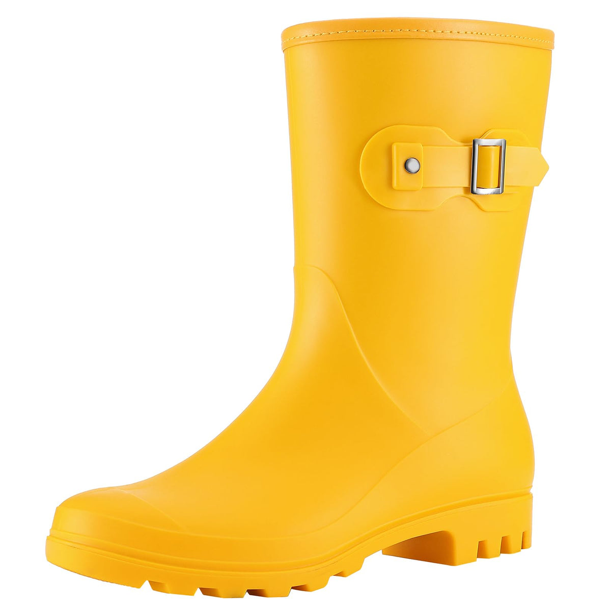 Evshine Women's Mid Calf Rain Boots Waterproof Garden Wellies with Buckle | Lightweight, Non-Slip, Ideal for Gardening, Farm Work, Rainy Days, Comfort Fit