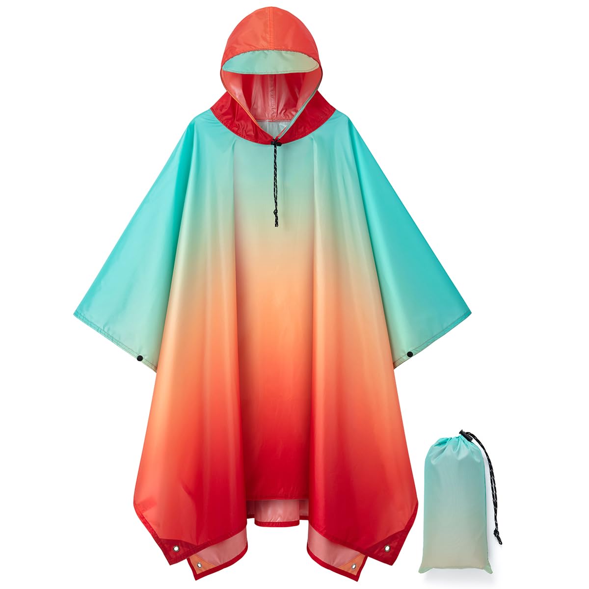 Hooded Rain Poncho for Adult, Waterproof Raincoat for Hiking Camping